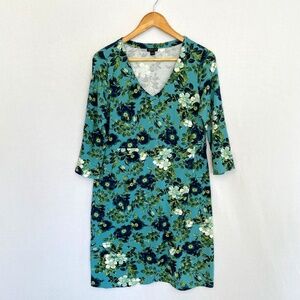 J. JILL Wearever Collection Small Faux Wrap 3/4 Sleeve V-neck Floral Dress